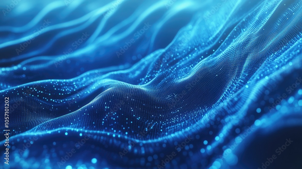 Aufkleber abstract blue wavy lines on a digital tech background suitable for web design and presentations
