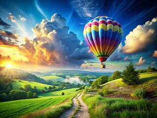 Fototapeta premium Huge Balloon Adventure: Dreams Come True with Travel and Exploration