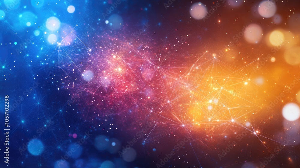 Poster abstract background featuring evolving particles in modern it technology theme