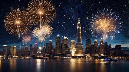 Happy New Year 2024: Fireworks Light Up the City in a Festive Night Celebration