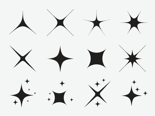 sparkle star icon set. simple star burst symbol vector illustration