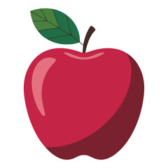 Apple with dark shad, Apple vector illustration in red color apple with stalk and green leaves red apple.eps. This is healthy eating, freshness, dieting, lifestyles, growth, flat design for humans. 