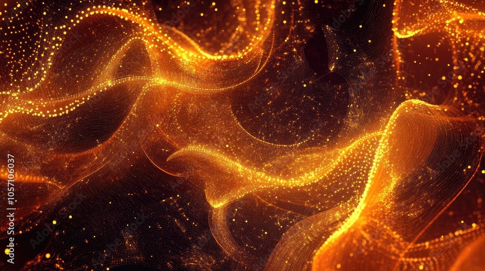 Poster abstract background with glowing golden particles creating a festive and decorative texture illustra