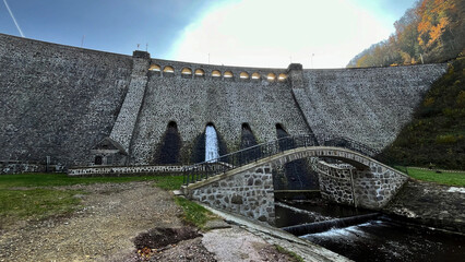 Fototapeta premium Dam on a mountain river in Poland, lubachowska