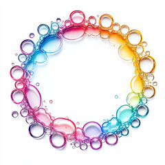 Fototapeta premium Colorful liquid bubbles, cut out isolated on white background, transparent PNG
