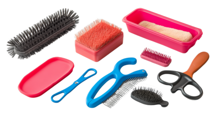 Pink storage container with hairbrush and combs, essential hair care tools for daily beauty routine styling