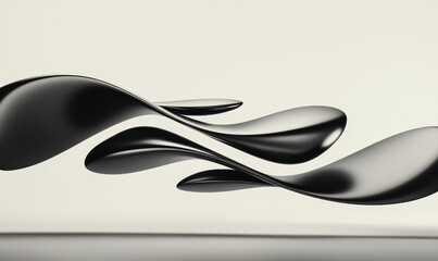 Sleek and Futuristic Abstract Design with Flowing Black Curves