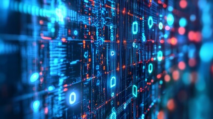 Fototapeta premium futuristic banner with digital elements representing blockchain technology 