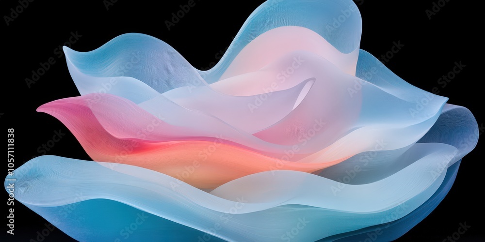 Poster Abstract Digital Wave Pattern with Glowing Lines and Particles