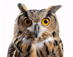A majestic owl with piercing yellow eyes and detailed feathers