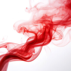 Realistic red smoke floating or flying isolated white background