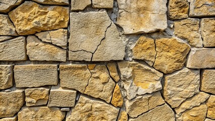 Fototapeta premium Rough-hewn stone wall texture with visible cracks and fissures, rugged, rough, earthy, weathered, aged