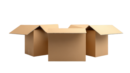 Three unmarked cardboard boxes, a study in minimalist packaging and practical storage solutions for shipping moving