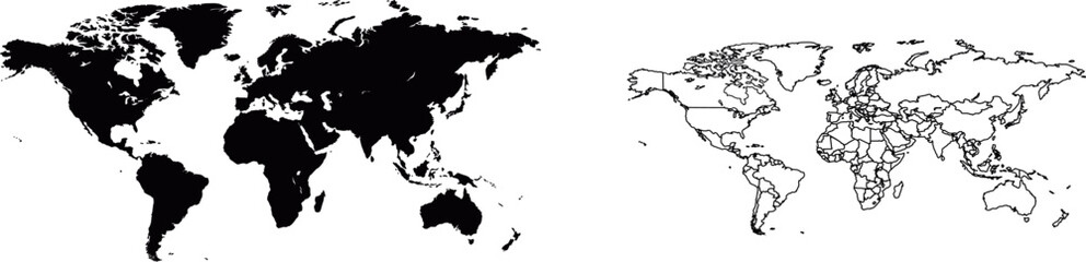 Illustration of a Colored map of world set