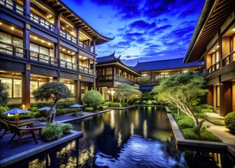Luxury Spa Hotel in Asian Atmosphere for Relaxation and Summer Vacation