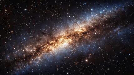 A breathtaking view of the Milky Way galaxy stretching across the night sky, with vibrant colors of purples,