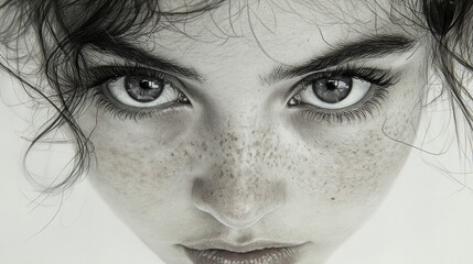 Fototapeta premium A woman with brown hair and brown eyes