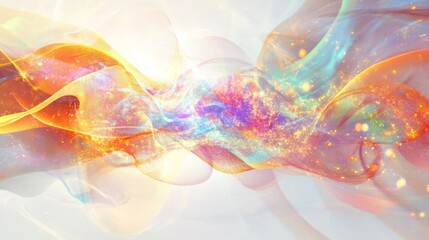 A creative depiction of quantum communication, illustrating swirling patterns of light representing data flow between quantum devices.