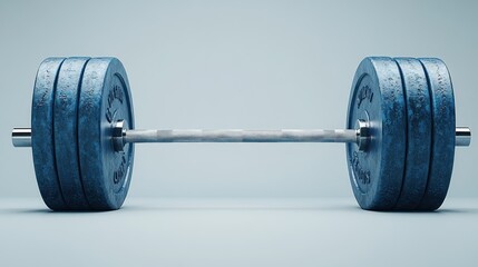 A barbell with weights, used for strength training and fitness.
