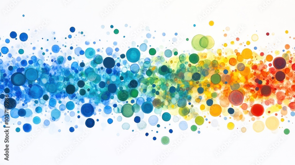 Poster a mesmerizing arrangement of colorful quantum dots in various sizes, showcasing a spectrum of vibran