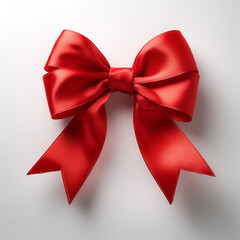 Naklejka premium Red bow floating or flying isolated white background