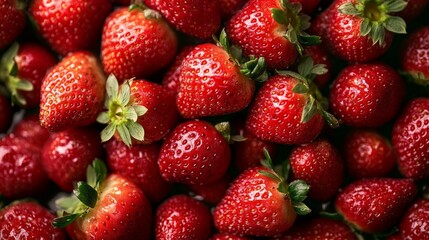 A bunch of red strawberries