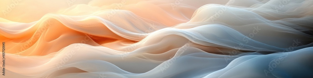 Poster abstract flowing waves in soft colors create a serene atmosphere.