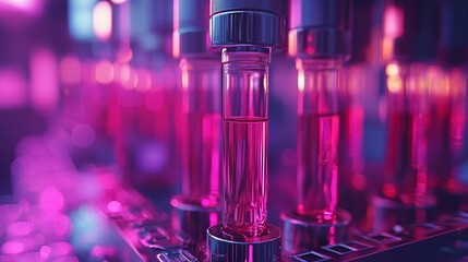 Detailed macro shot of a medical device analyzing patient data, representing innovation in biotechnology. Industrial and symbolic.