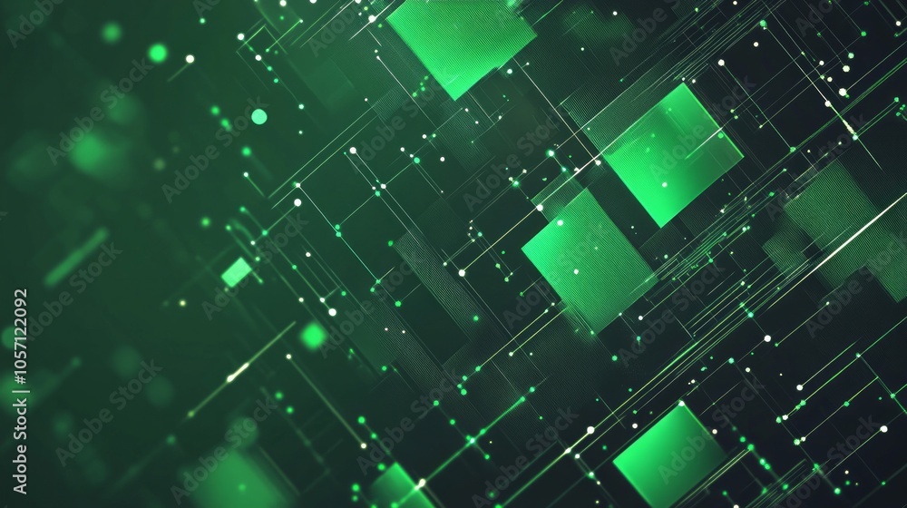 Poster a green background with a grid of squares