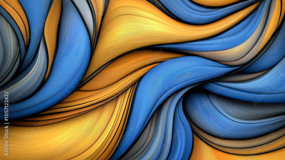 Aufkleber abstract swirls of blue and yellow intertwine, creating a fluid and dynamic visual texture that evok
