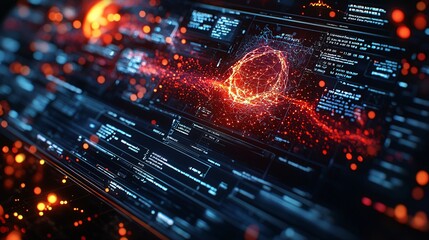 Obraz premium Detailed macro shot of scientific research in action, showing blood analysis on a sleek, modern interface. High quality and professional.