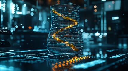 A symbolic representation of health data visualization in a modern lab, showcasing innovation in medical technology. Shot on macro lens.