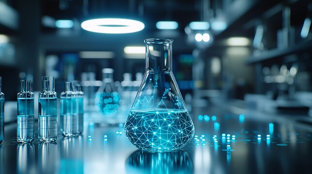 A symbolic representation of health data visualization in a modern lab, showcasing innovation in medical technology. Shot on macro lens.