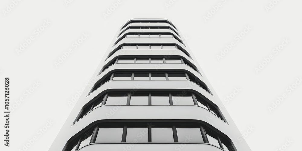 Poster modern white building architecture with geometric windows and lines