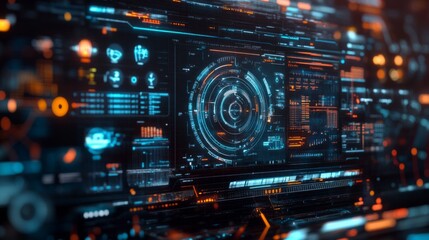 Fototapeta premium A computer monitor with a blue circle in the middle