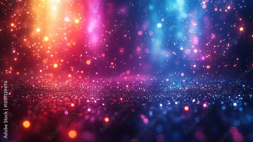 Poster vibrant abstract background with shimmering lights and sparkles.