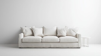 A white couch with pillows on it