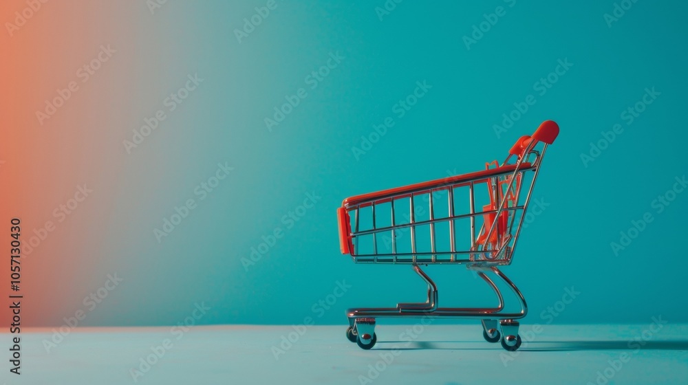 Poster minimalistic shopping cart on a gradient background