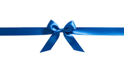 Blue ribbon and bow isolated against transparent background.