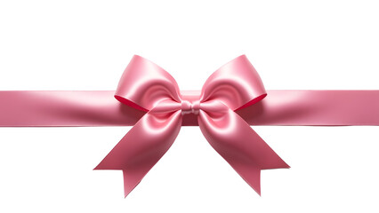 Pink ribbon and bow isolated against transparent background. Wrapping concept.