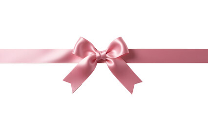 Pink ribbon and bow isolated against transparent background. Wrapping concept.