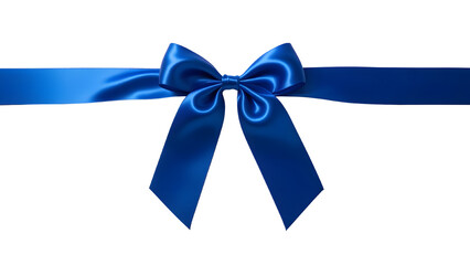 Blue ribbon and bow isolated against transparent background.