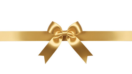Fototapeta premium Gold luxury ribbon and bow cutout isolated against transparent background. Gift wrapping PNG.