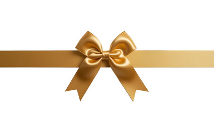 Fototapeta premium Gold luxury ribbon and bow cutout isolated against transparent background. Gift wrapping PNG.