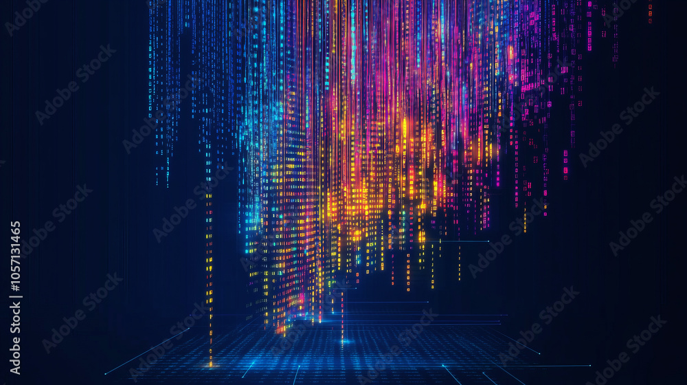 Poster abstract background with binary code and wave