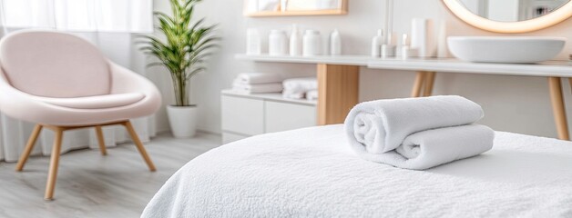 Tranquil beauty salon interior featuring sleek skincare equipment and a serene tattoo area designed for relaxation and rejuvenation