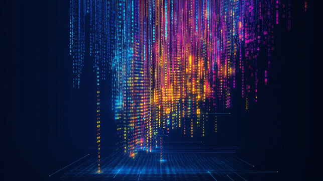 abstract background with binary code and wave