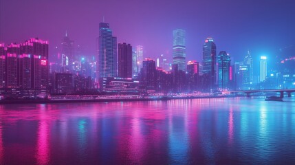 Fototapeta premium City skyline with a river running through it