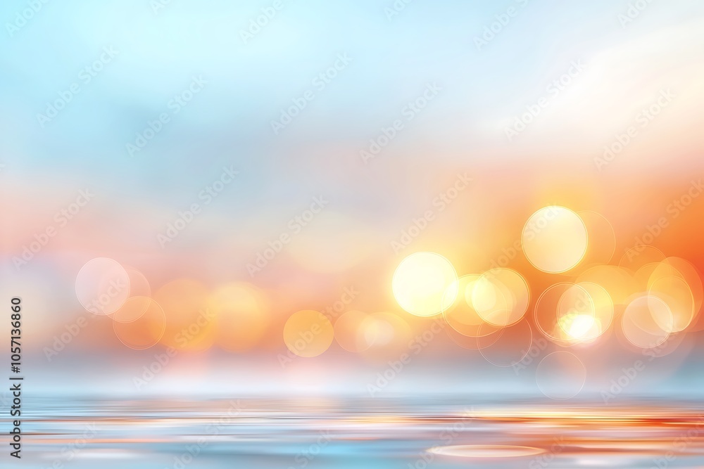 Aufkleber beautiful abstract sunrise over calm water with soft bokeh effect creating a serene and tranquil atm