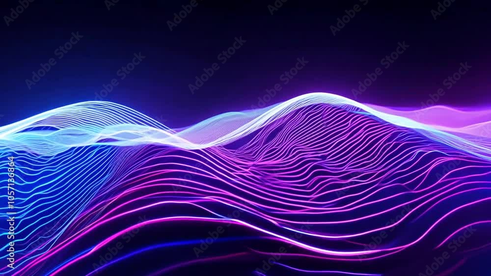 Wall mural glowing neon futuristic background wave abstract lines moving line motion energy dynamic light desig
